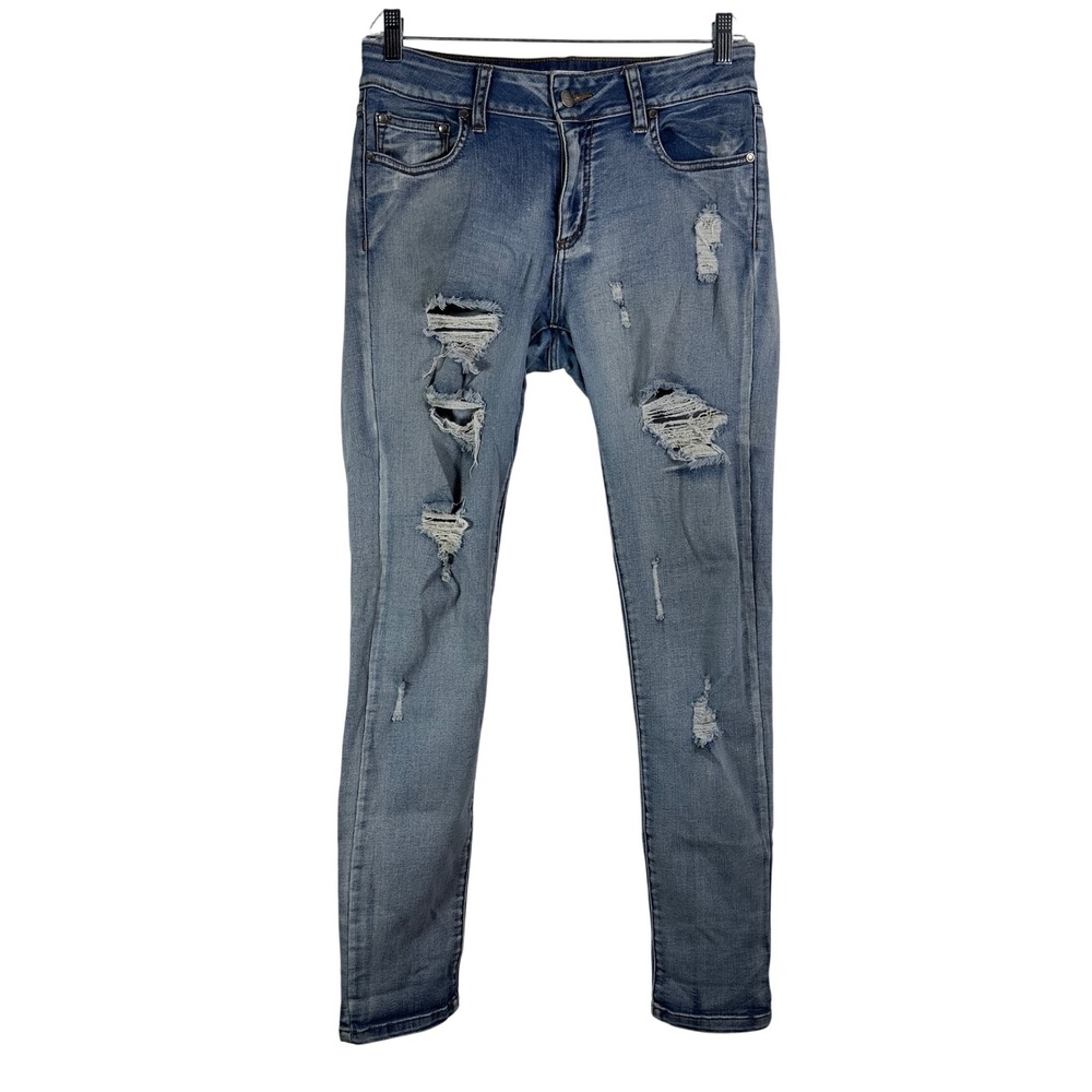 AP Blue Aphrodite‎ Distressed Ripped Skinny Jeans Light Wash Blue Size 13